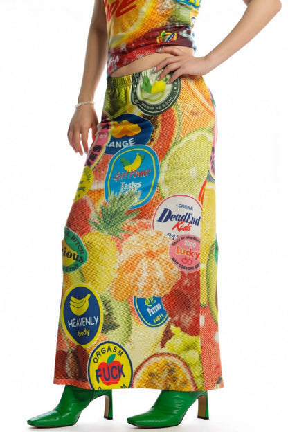 Reversible Print Stretch Casual Maxi Skirt