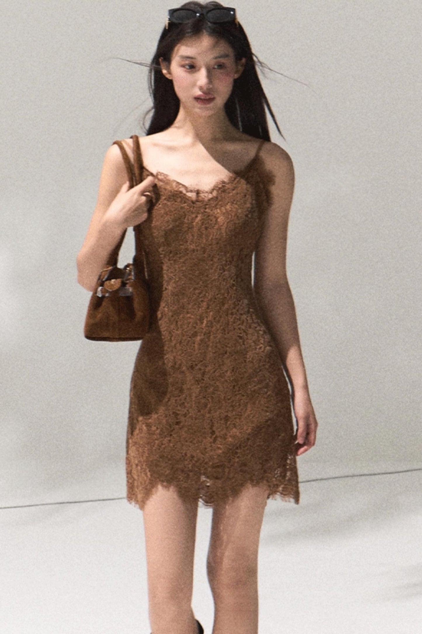 Heavy Velvet Lace Short Dress