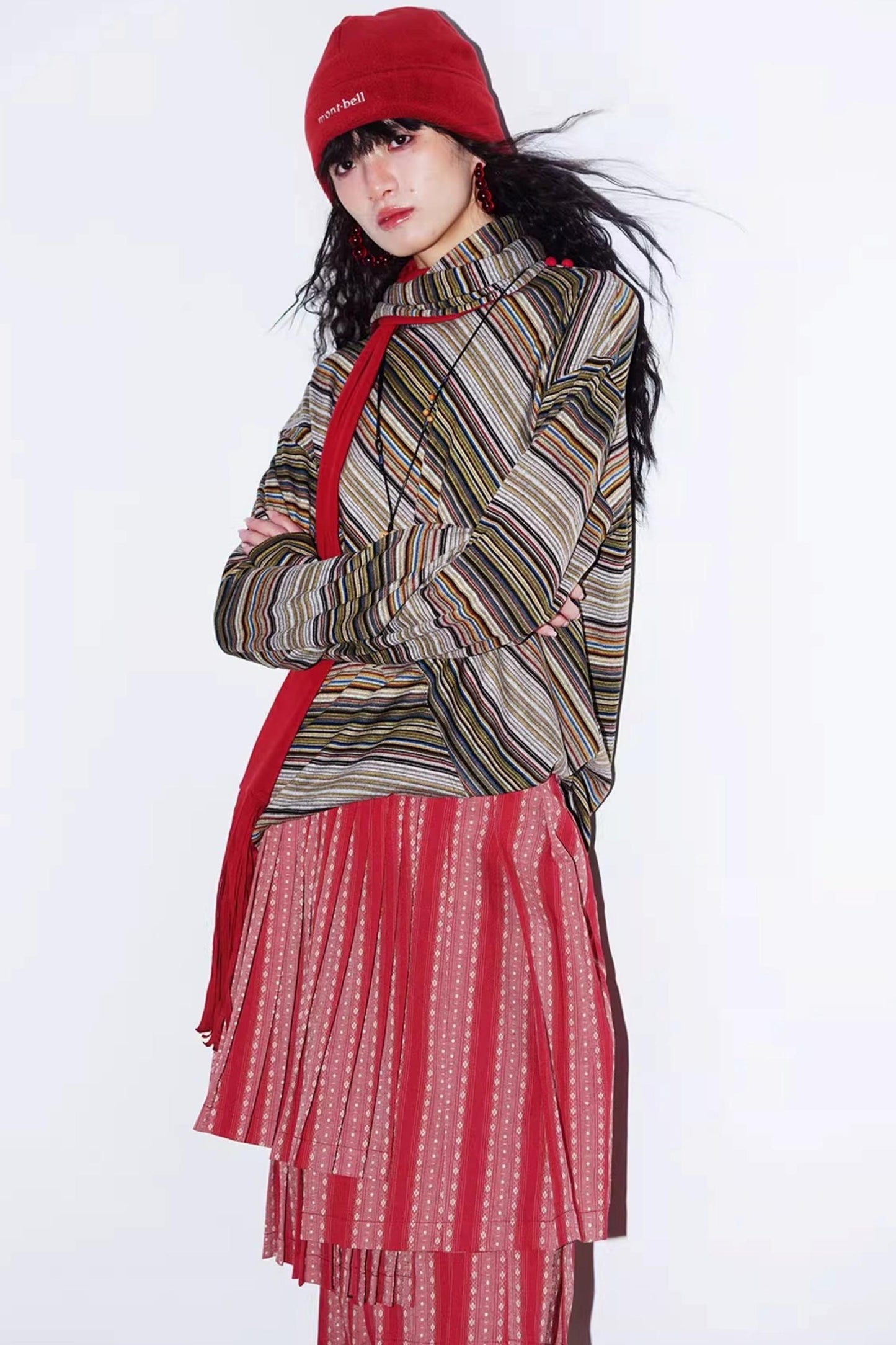 Striped Brushed Long-Sleeved Top