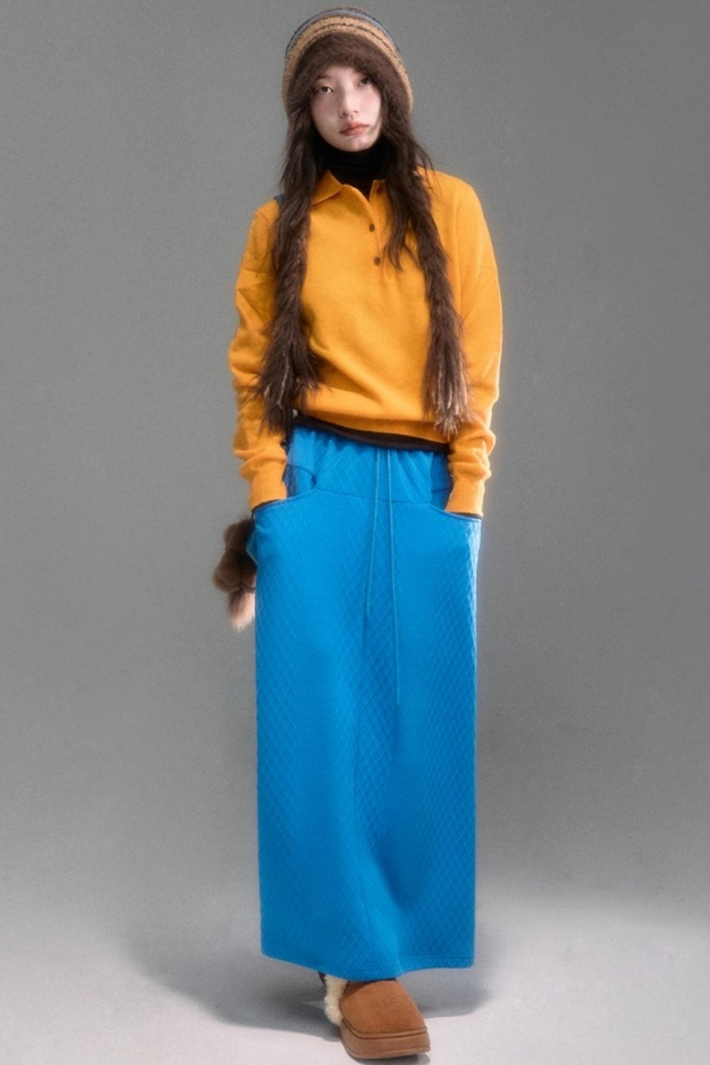 Moroccan Quilted Texture Sweatshirt Skirt Set-Up