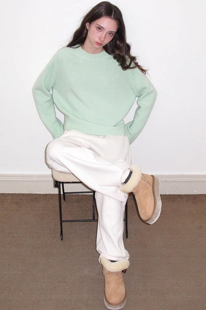 Mint Violet Slanted Hem Sweater