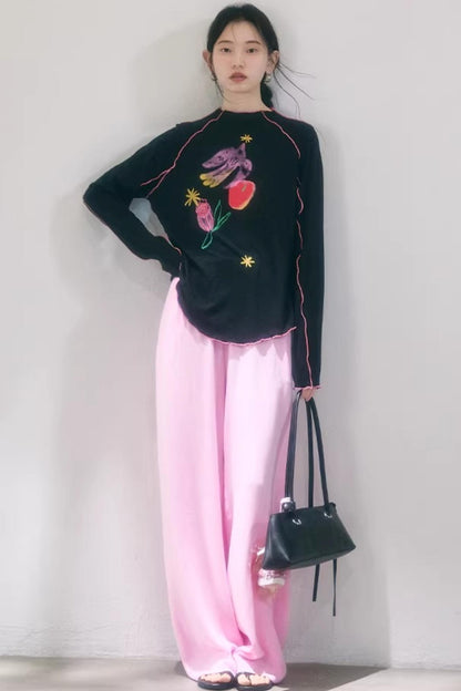 Linen Blend Wide-Leg Pants