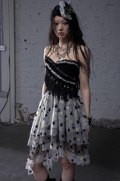 Dreamy Mesh Bustier Gown Dress