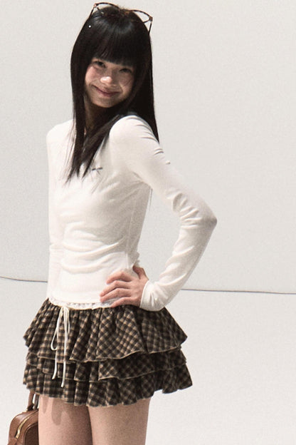 Good Weather Lace Slim Waist Long Sleeve T-Shirt