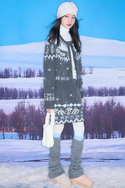 Snowflake Jacquard Cardigan Set-Up