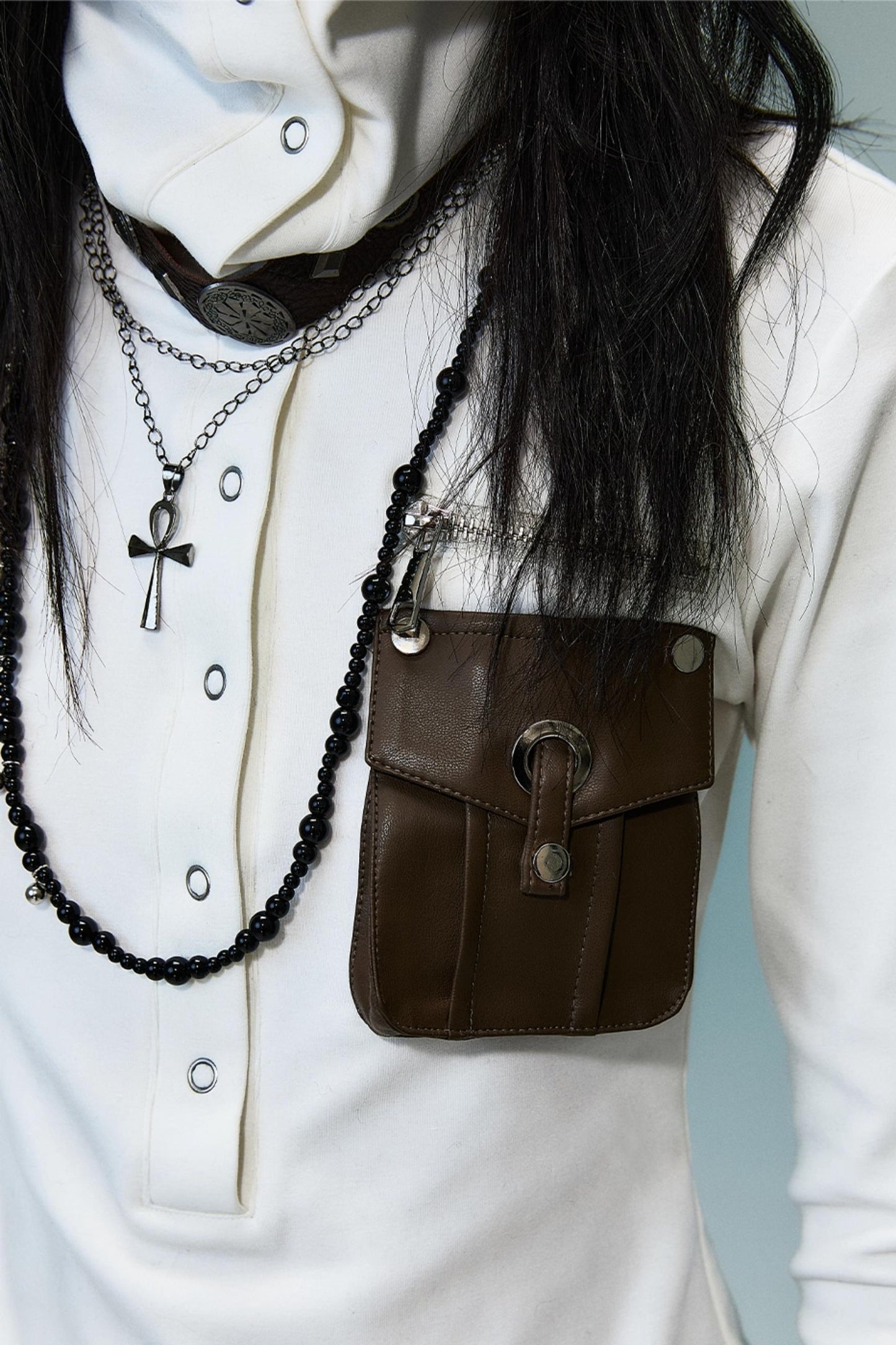 Punk High Neck Slim Knit Base Top