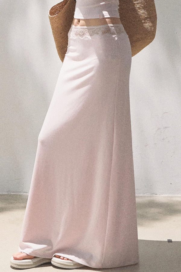 Lace-Trimmed High Waist Skirt