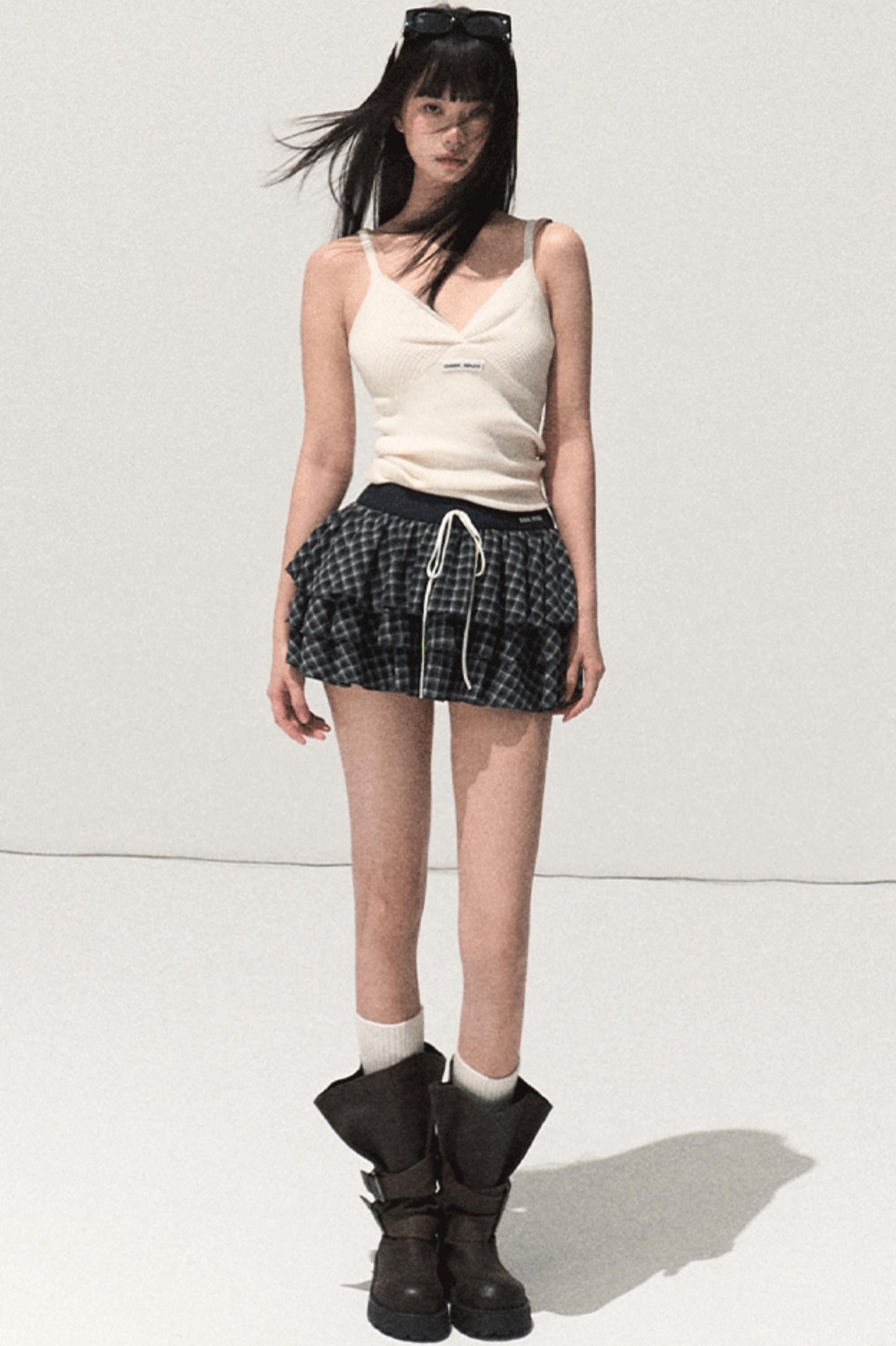 Shrine Plaid Woolen A-Line Skirt