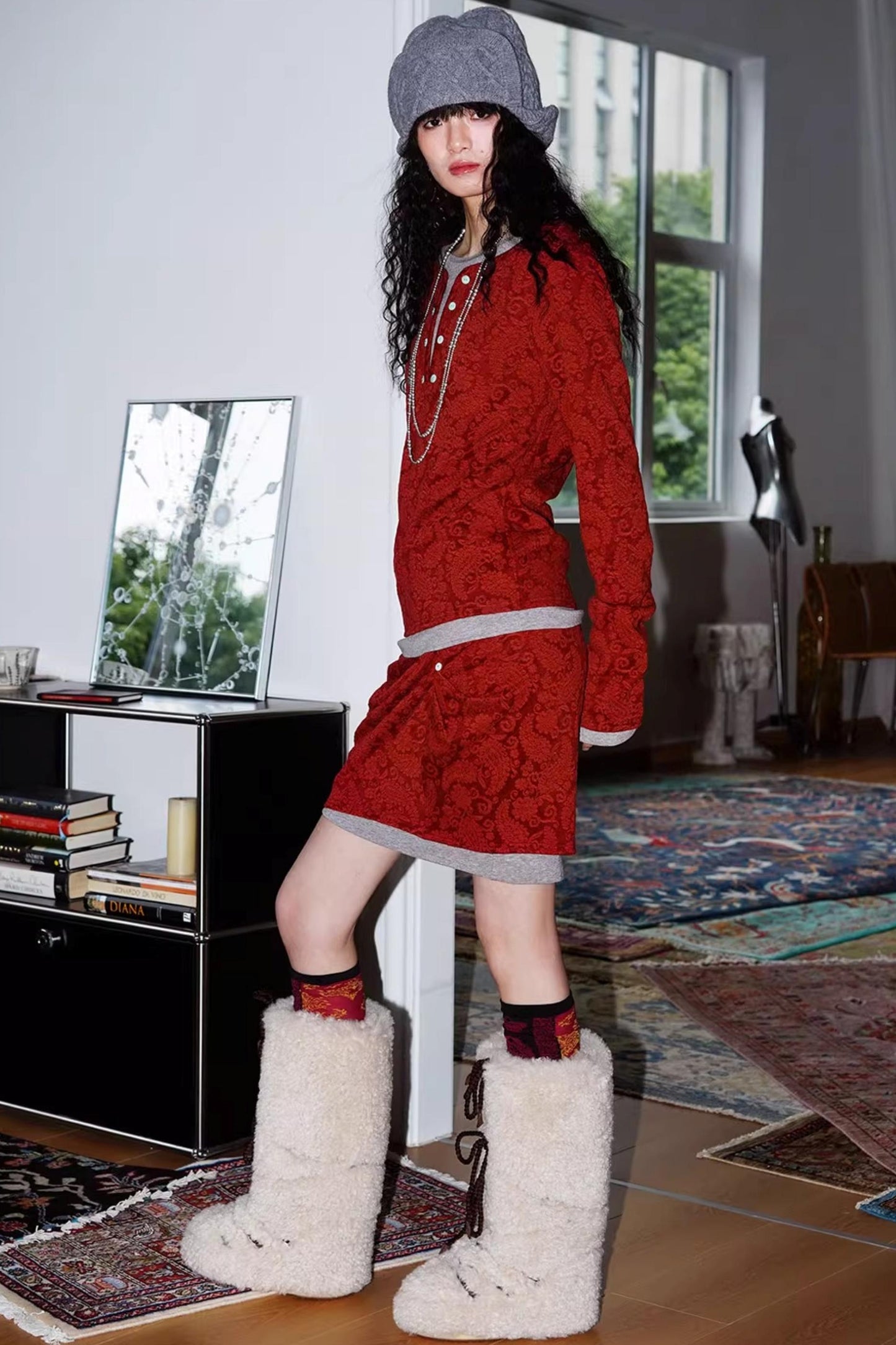 Retro Paisley Sweater Skirt Set-Up