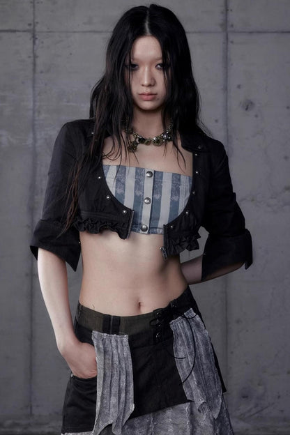 Vintage Punk Court Slim Print Long-Sleeved Shirts