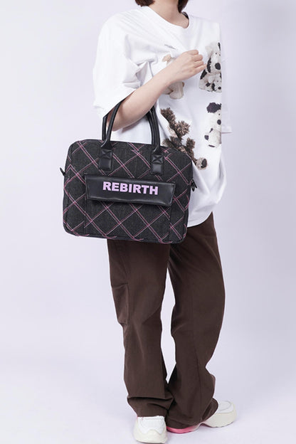 Plaid Denim Laptop Bag
