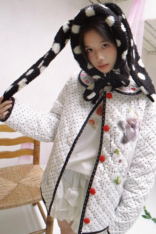 Happy Polka Dot Rabbit Ears Bow Hat