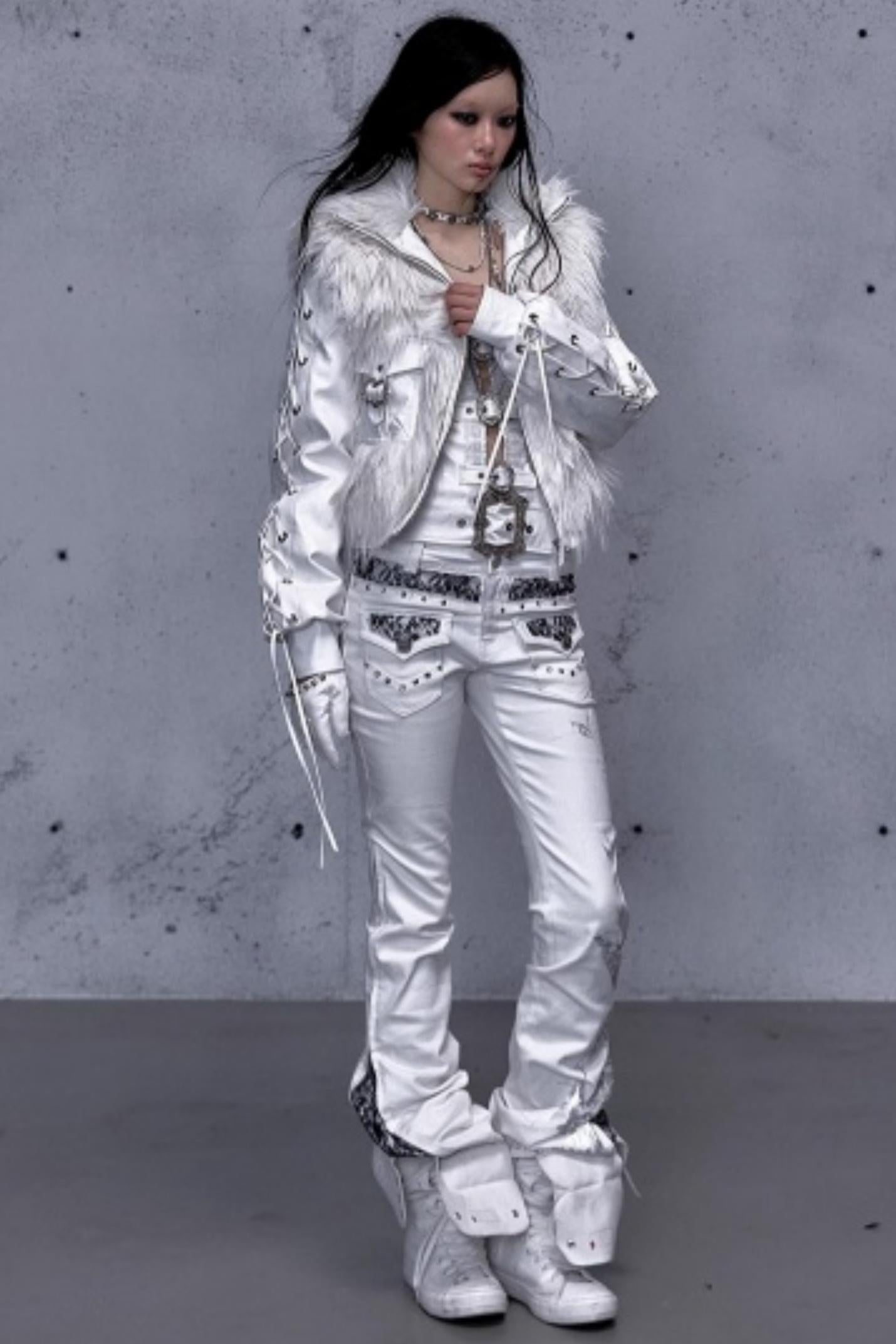 Retro Gold Foil Denim Pants