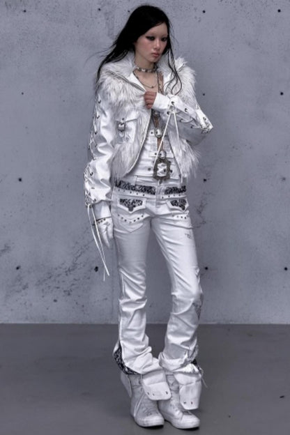 Retro Gold Foil Denim Pants