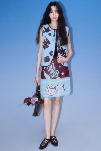 Original Lily Jacquard Tencel Vest Skirt Set-Up