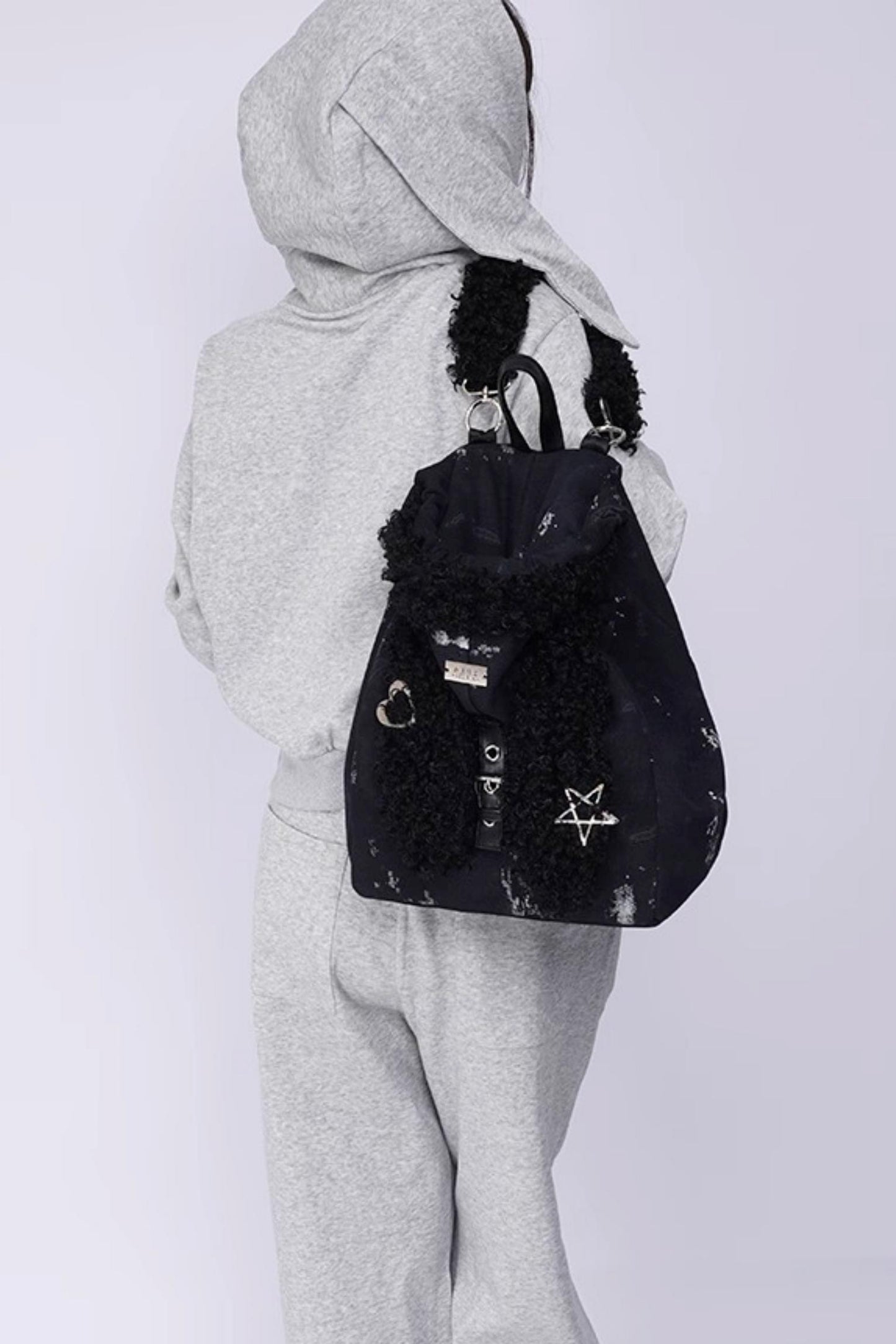 Cute Furry Rabbit Ears Backpack