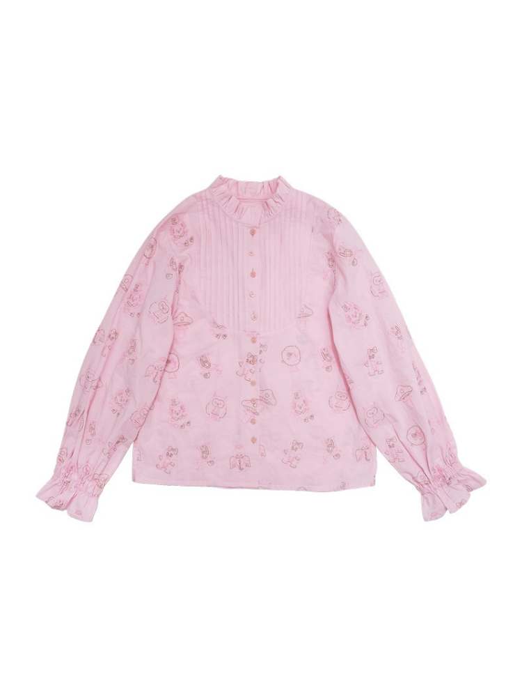 Elegant Organ Pleats Embroidered Shirt