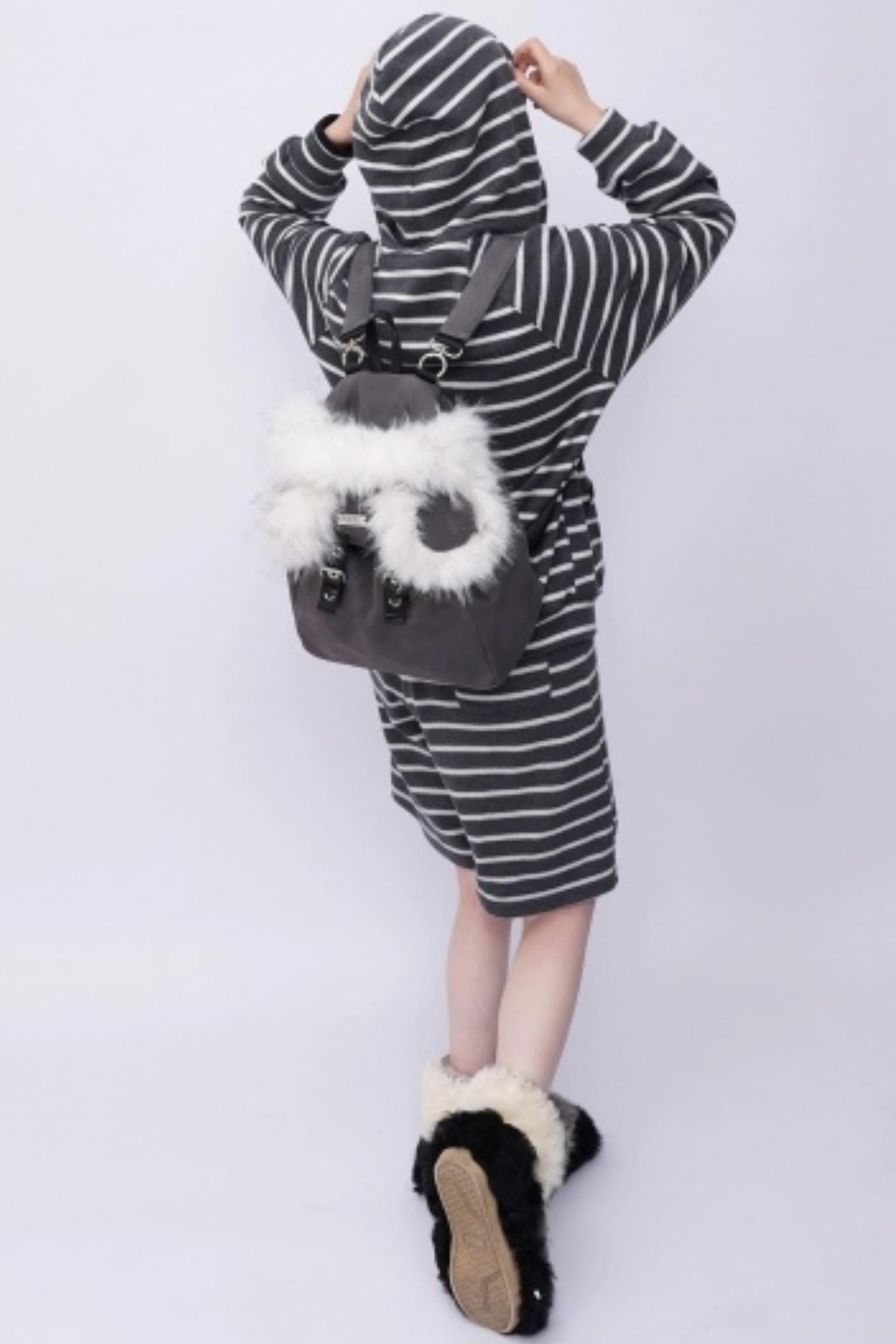 Furry Bear Crossbody Backpack