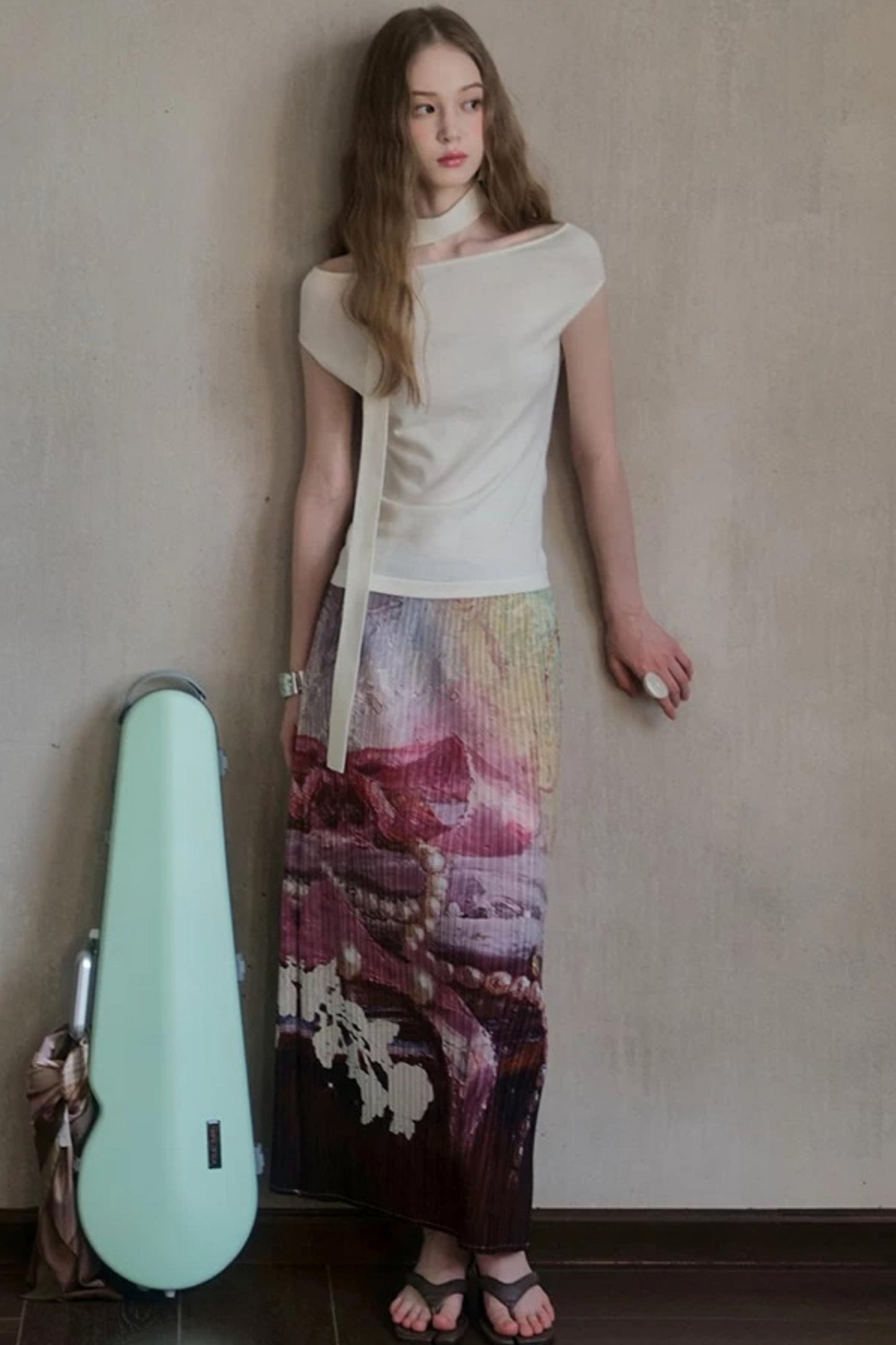 Milk White Asymmetrical Knit Top