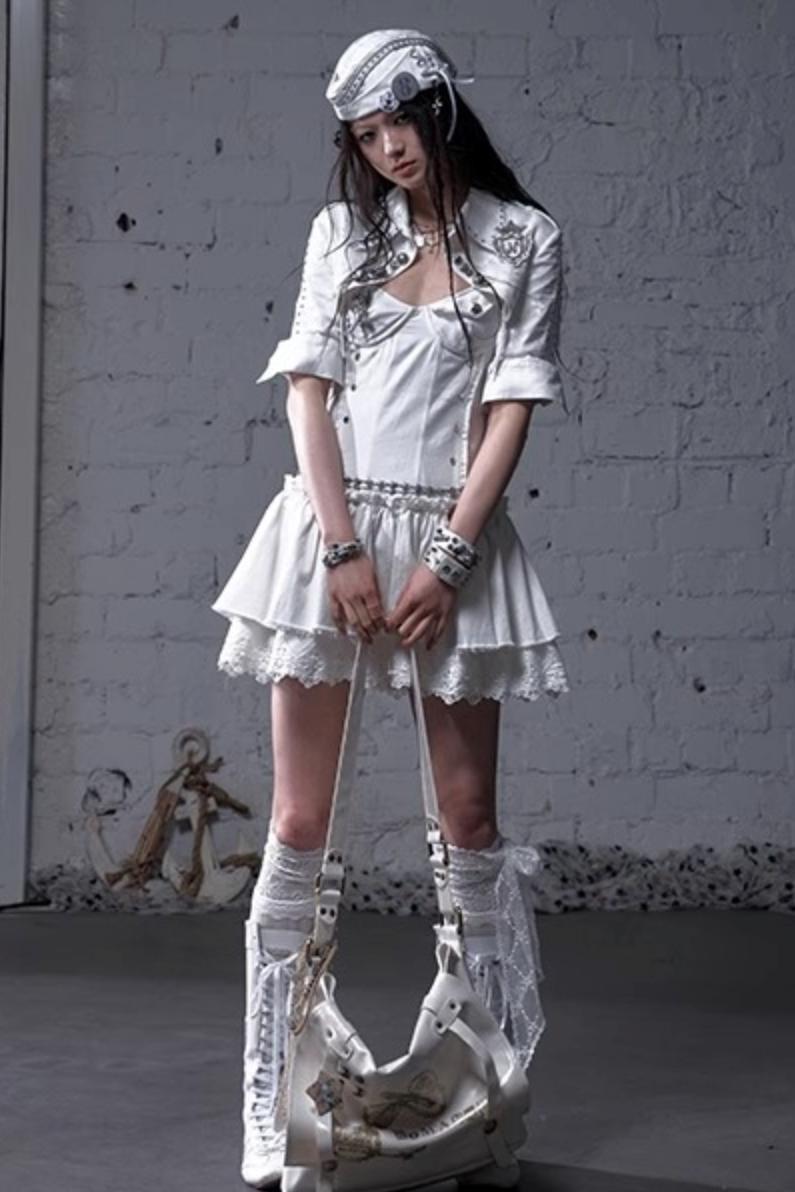 White-Black Sailor Hat