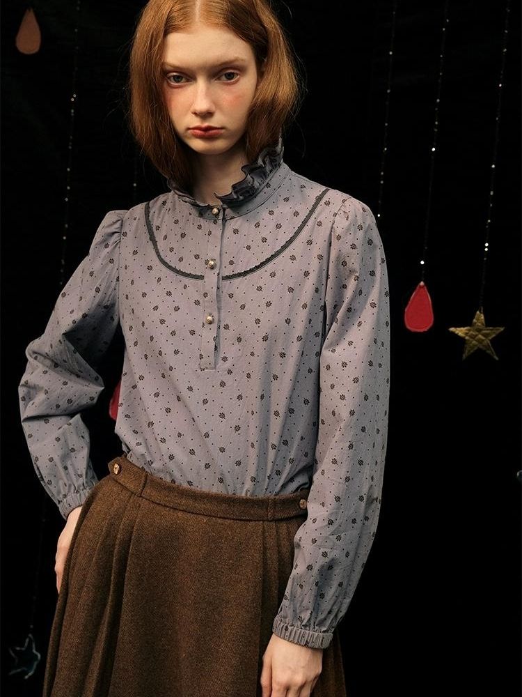 Lace Collar Hyacinth Long Sleeve Shirt