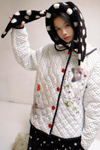 Happy Polka Dot Rabbit Ears Bow Hat