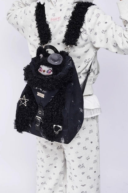 Cute Furry Rabbit Ears Backpack