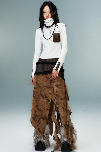 Punk High Neck Slim Knit Base Top