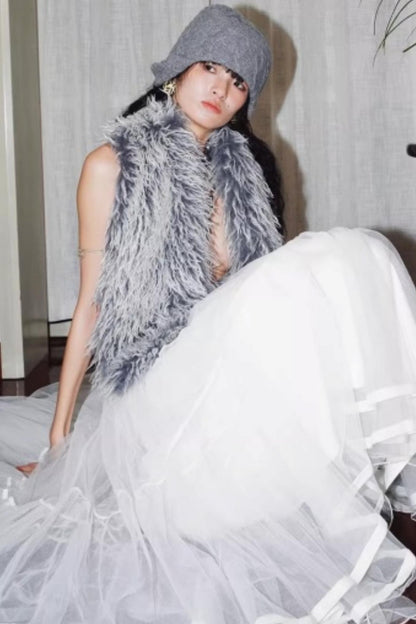 Vintage Lace-up Plush Scarf