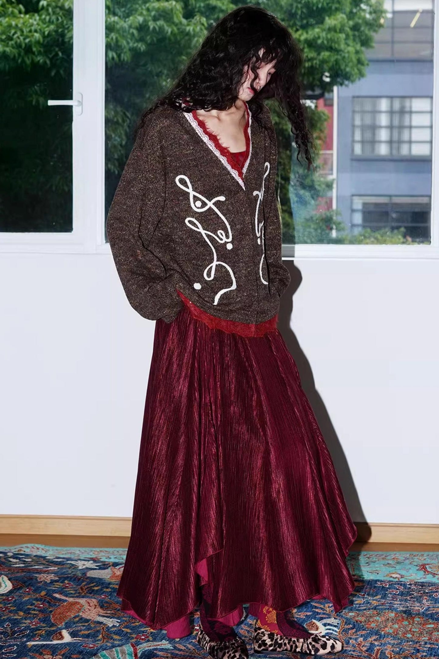 Retro Lace Knitted Cardigan