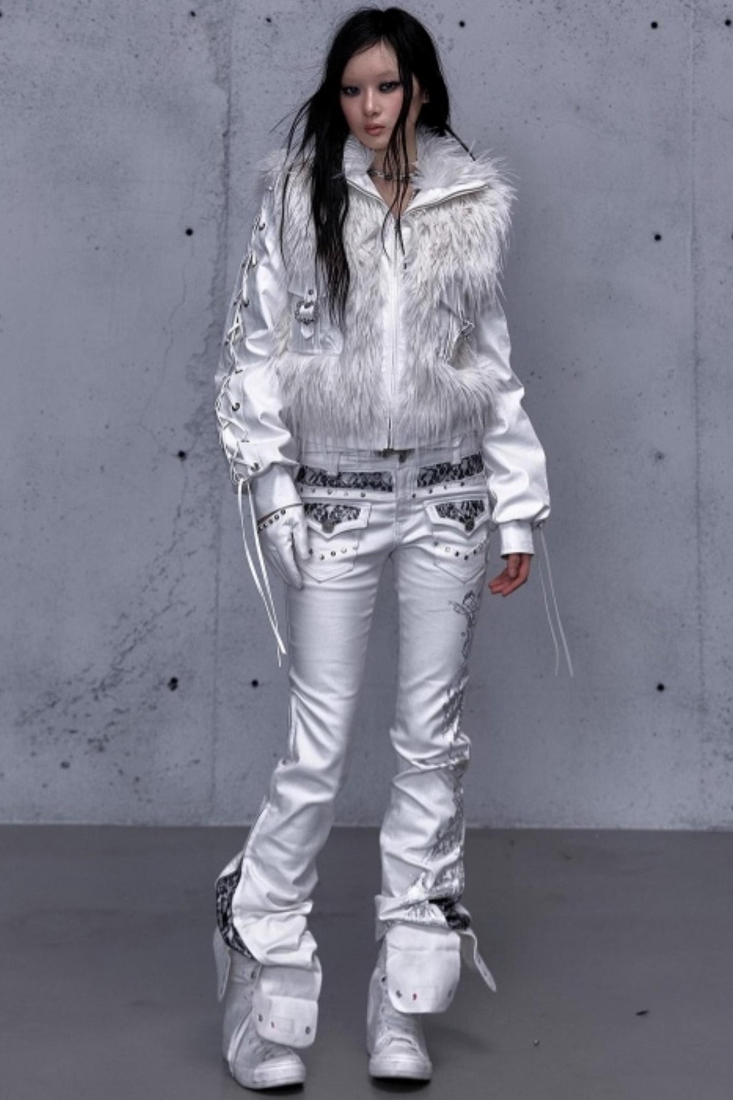 Retro Gold Foil Denim Pants