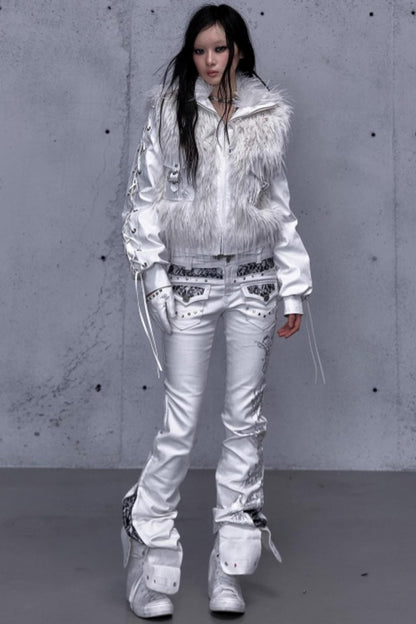 Retro Gold Foil Denim Pants