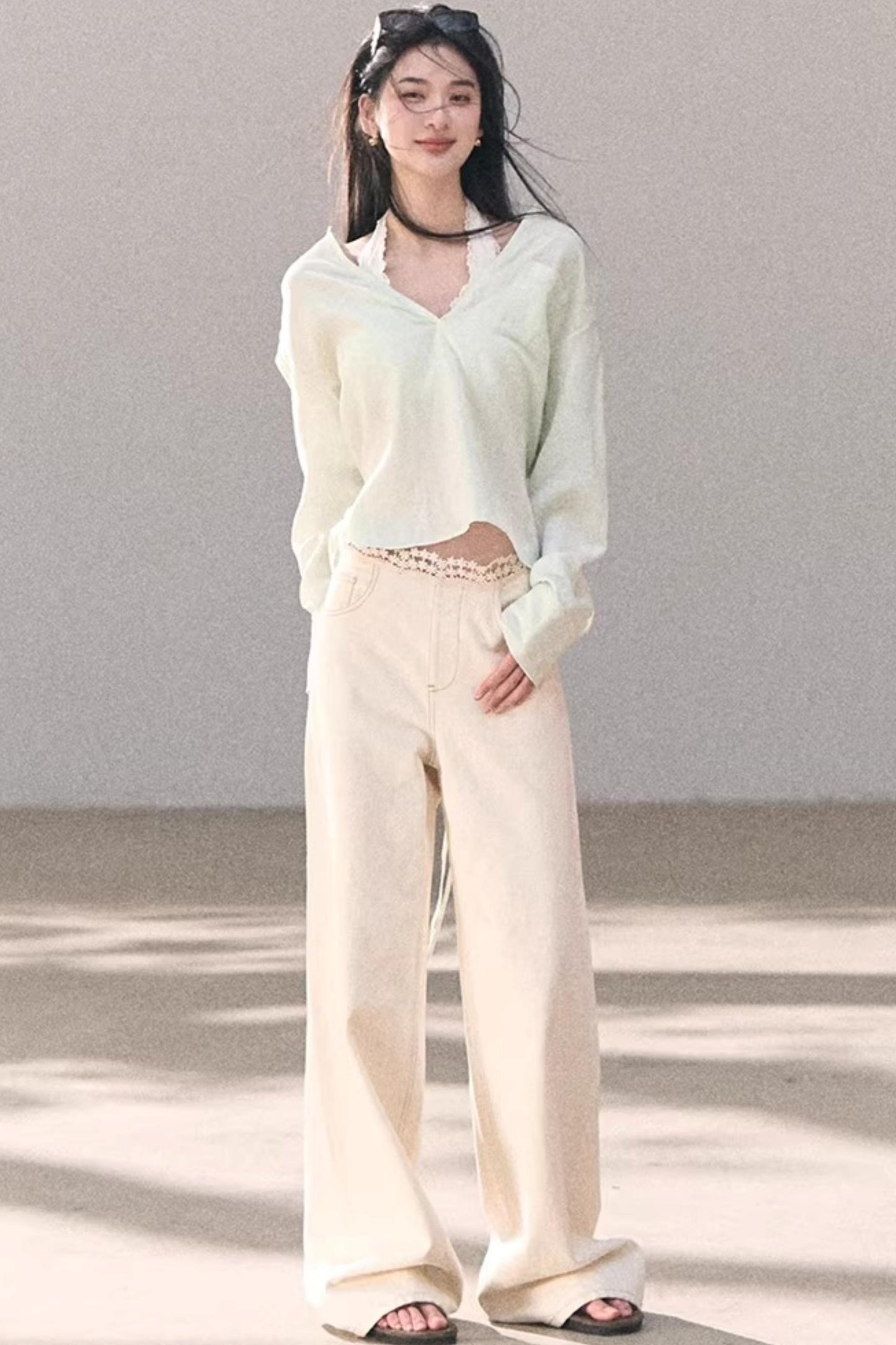 Lace-Trimmed Halter Neck Camisole