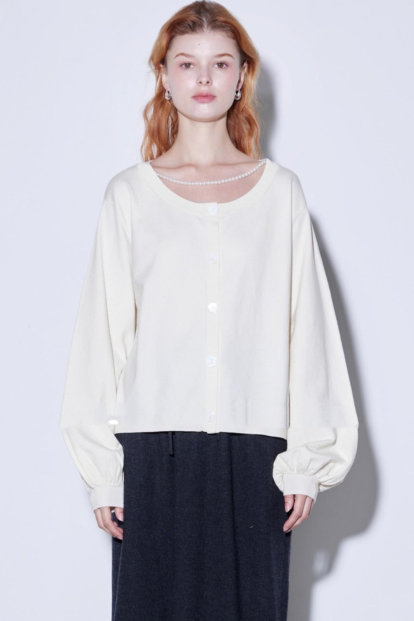 Custom Pearl Silk Cardigan