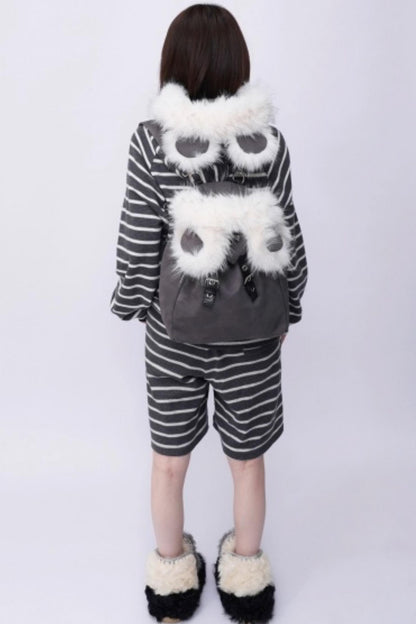 Furry Bear Crossbody Backpack