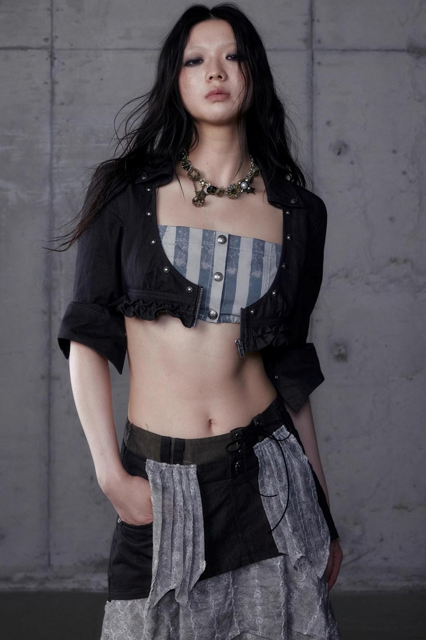 Vintage Punk Court Slim Print Long-Sleeved Shirts