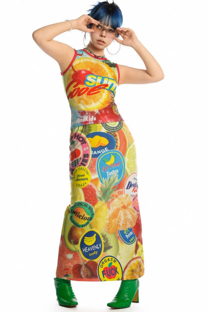 Reversible Print Stretch Casual Maxi Skirt