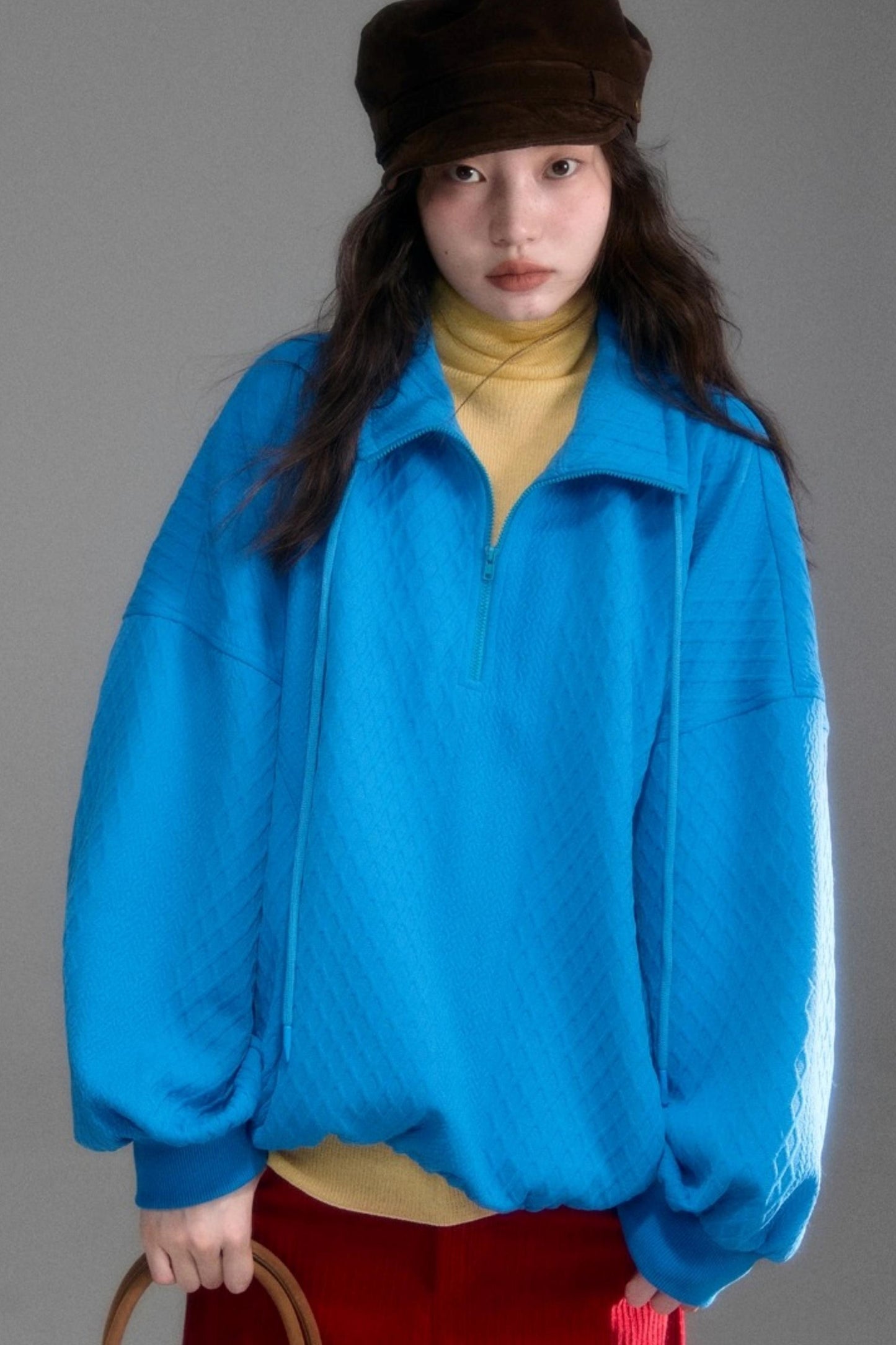 Moroccan Quilted Texture Sweatshirt Skirt Set-Up