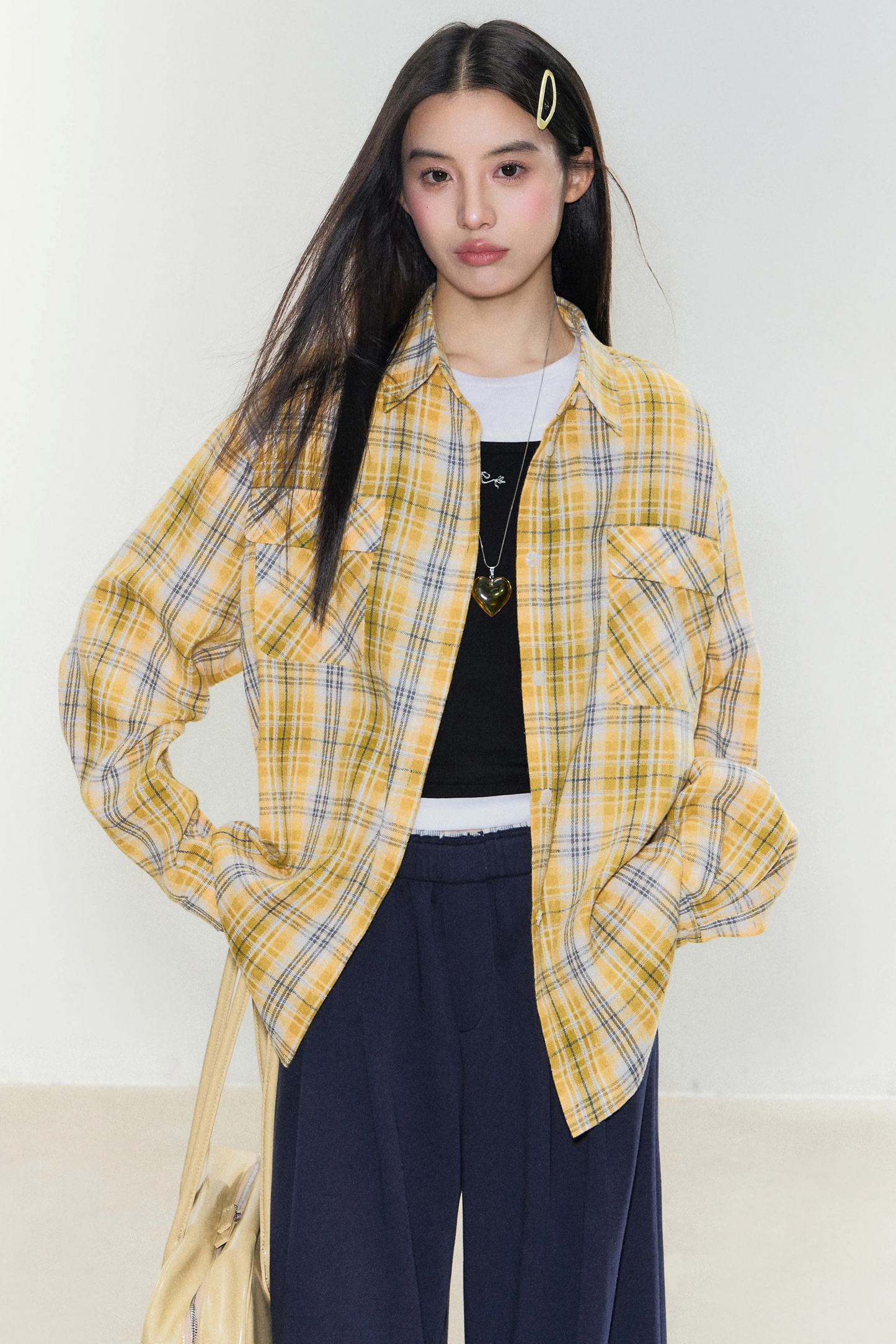 Morning Story Yellow Plaid Shirt Jacket