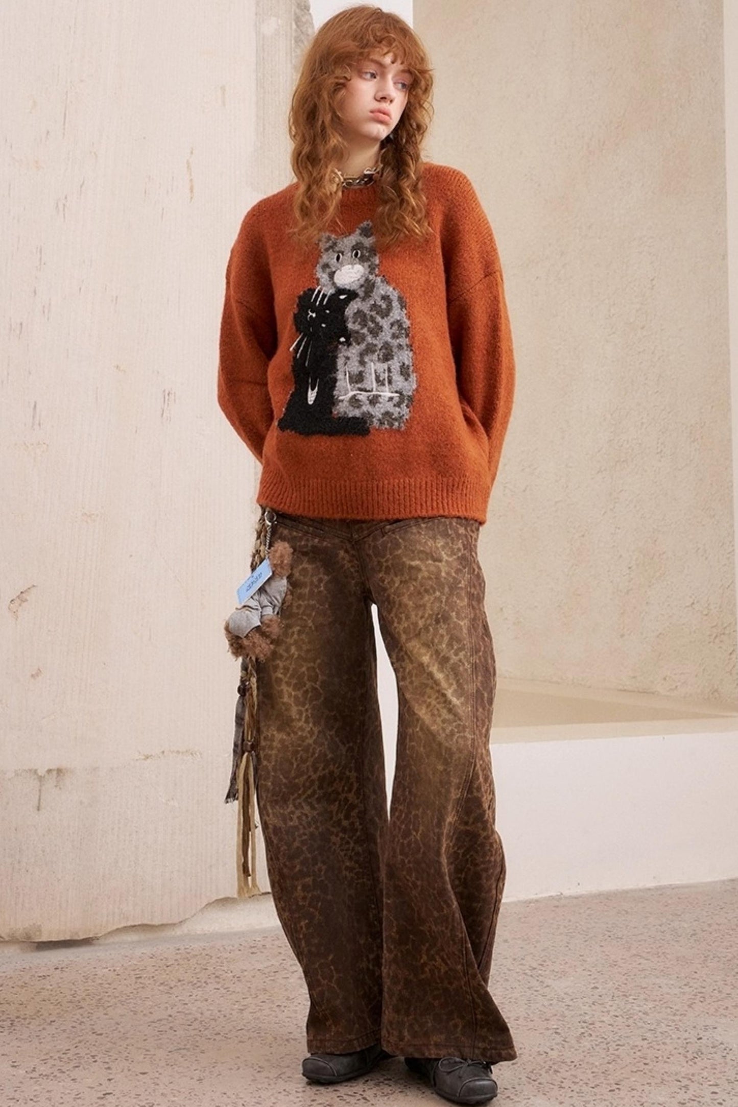 Embroidered Crew Neck Sweater