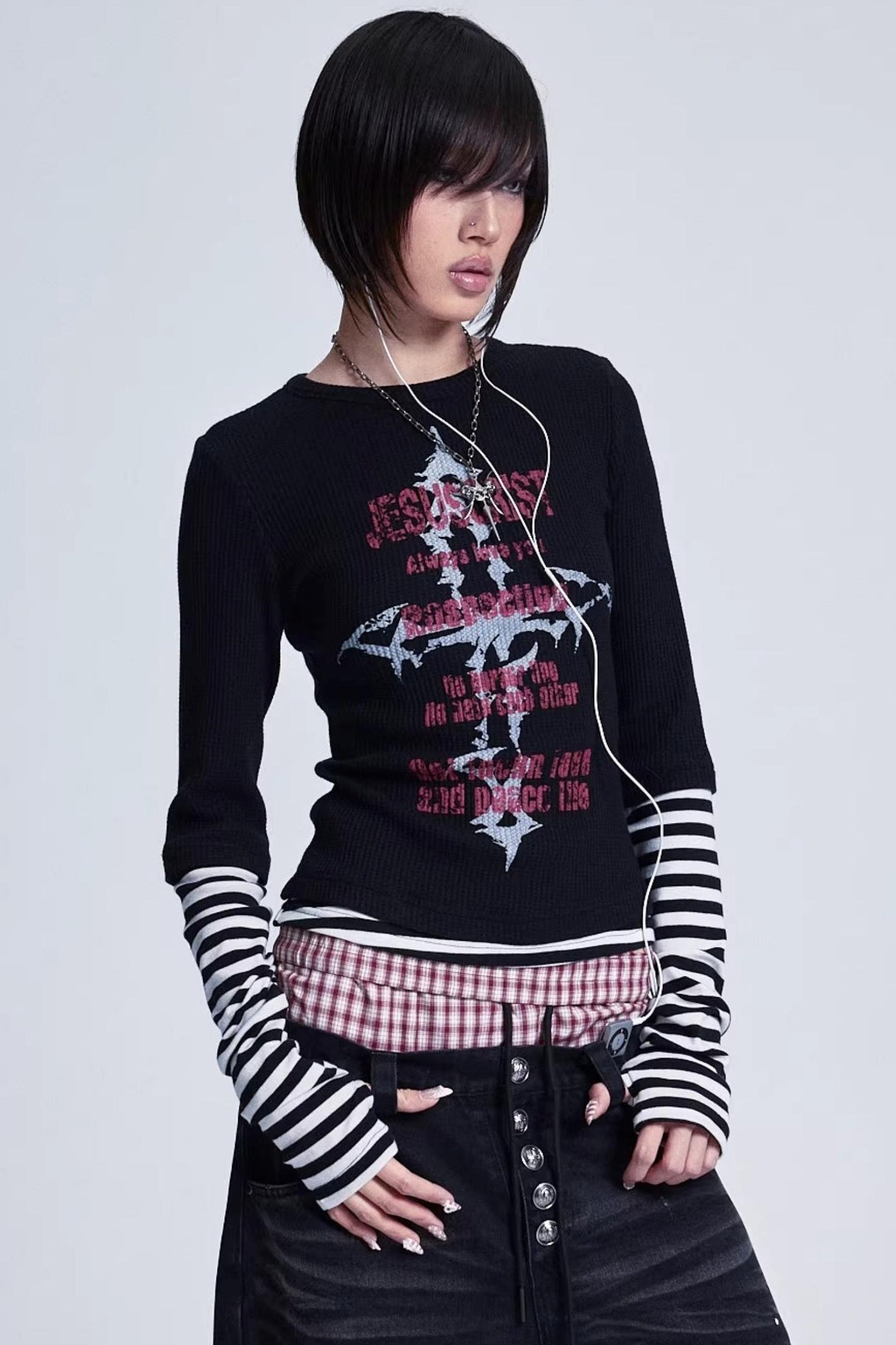 Striped Patchwork Base Layer Top