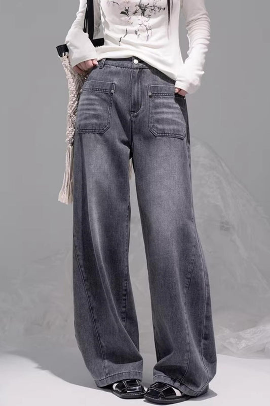 Ink Gray Distressed Jeans