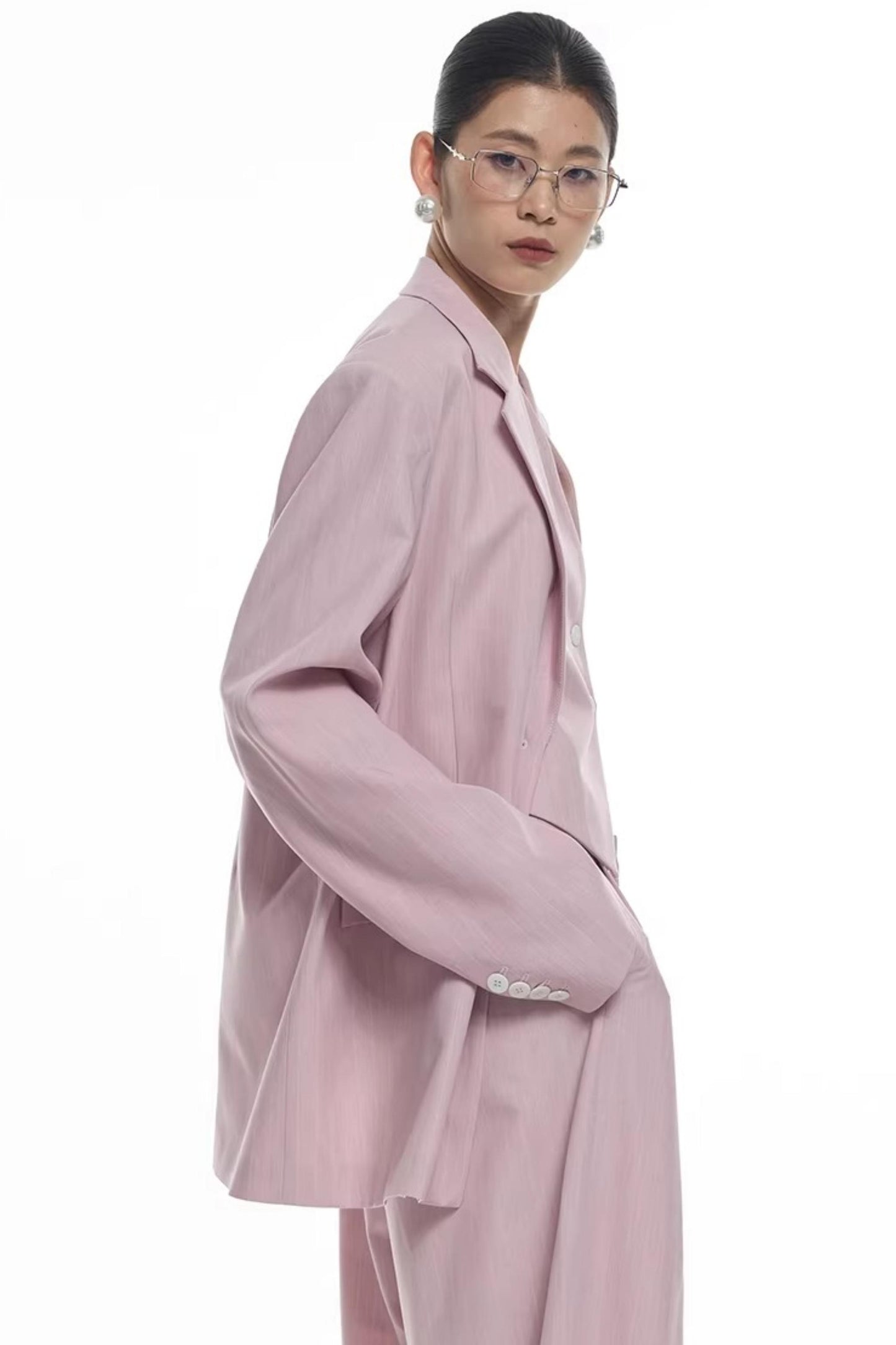 Light Pink Striped Blazer Jacket