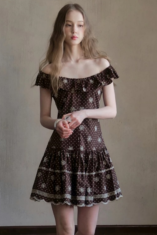 Embroidered One-Shoulder Dress