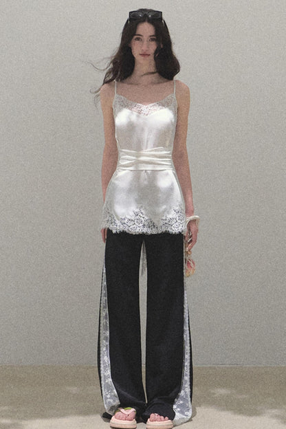 Copper Tencel Wide-Leg Pants