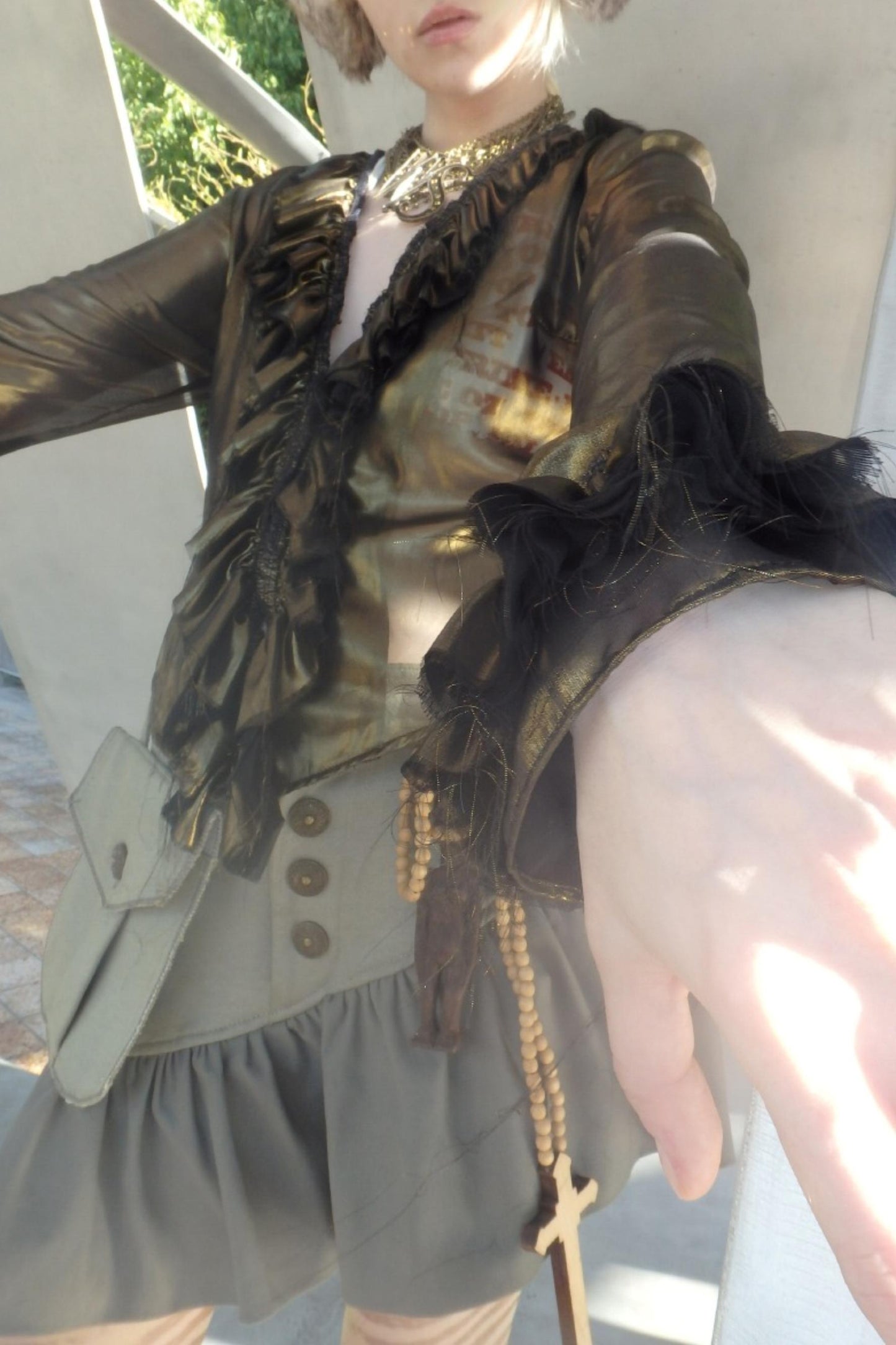 Metallic Bronze Mesh Cardigan