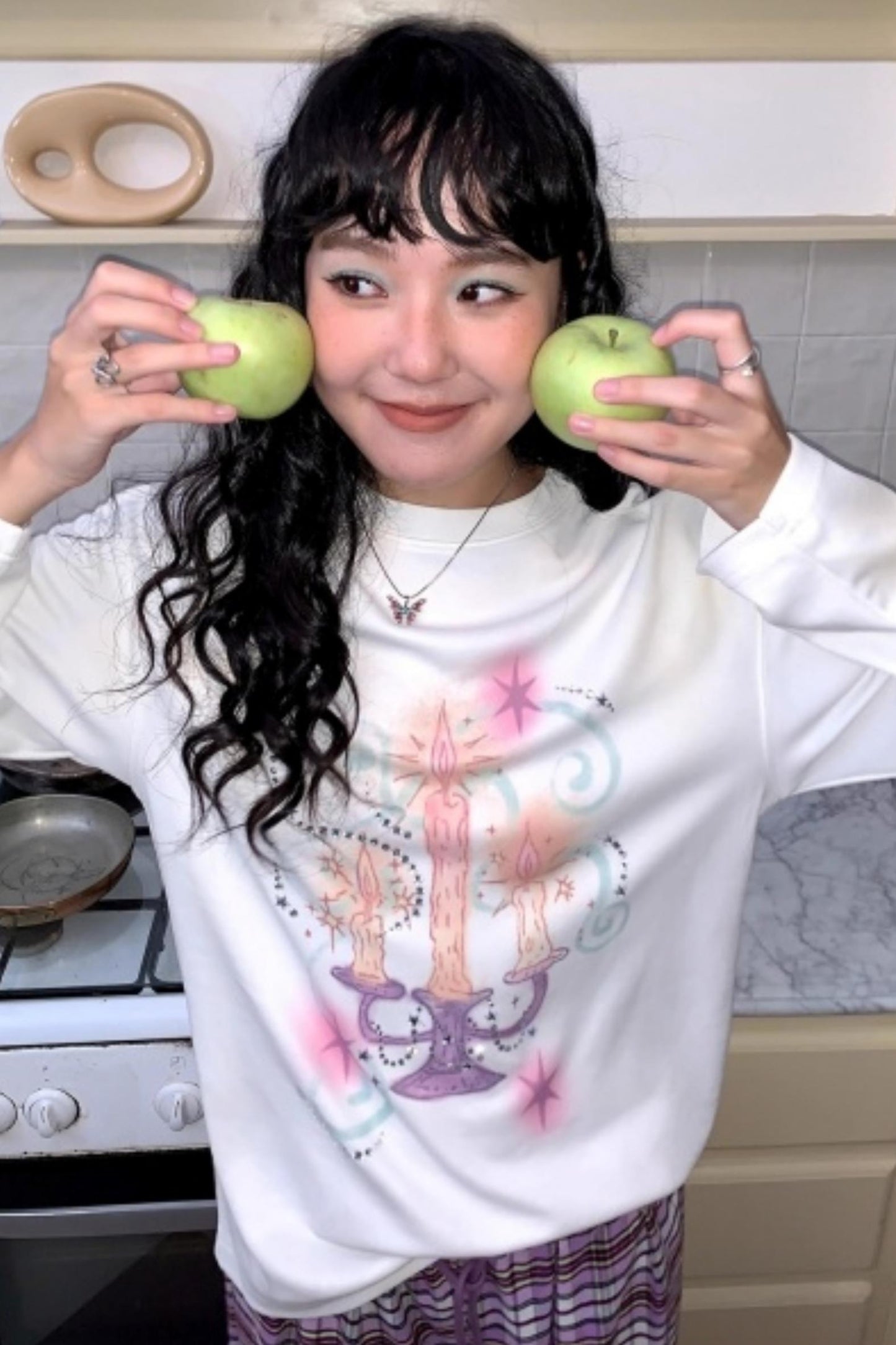 Candlestick Print White T-Shirt