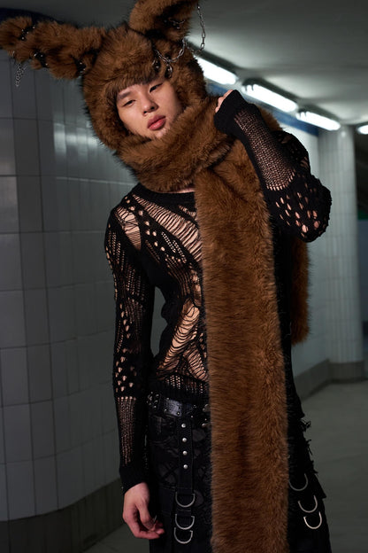 Long-Haired Patchwork Rabbit Hat