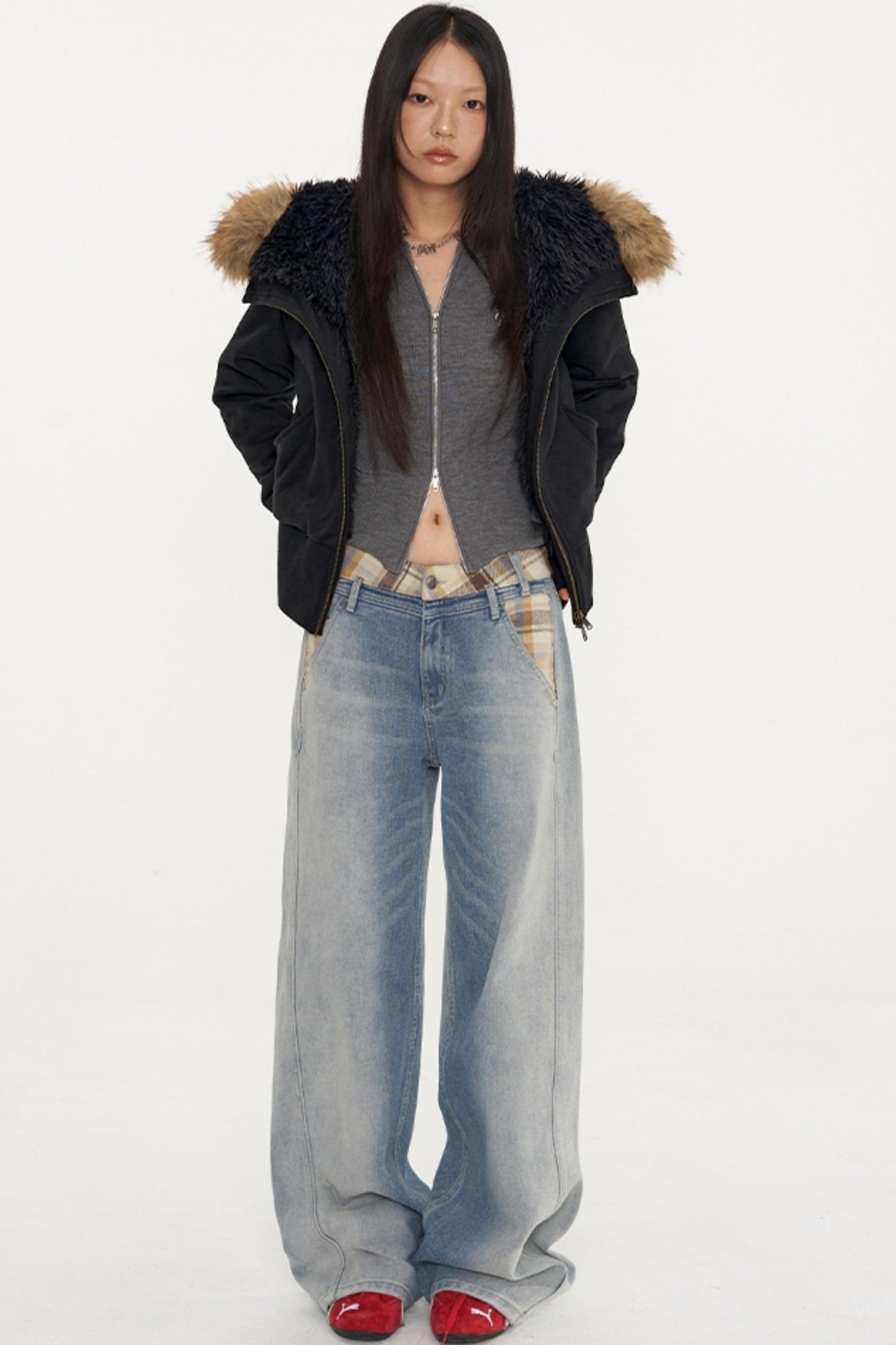 Loose Fit Straight Retro Denim Pants