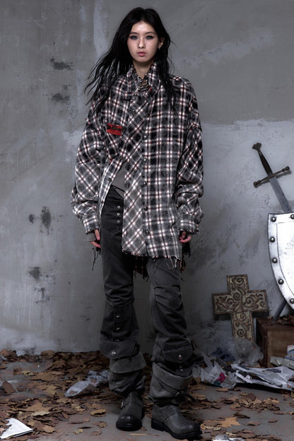 Gray Plaid Punk Shirt